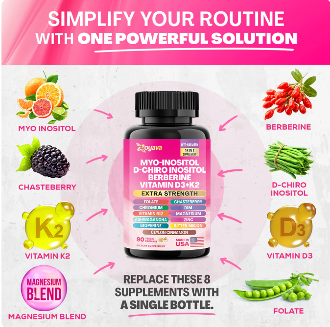 Myo-Inositol + D-Chiro Inositol + Berberina + Vitamina D3 + K2