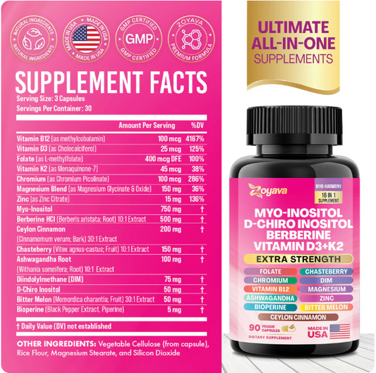 Myo-Inositol + D-Chiro Inositol + Berberina + Vitamina D3 + K2